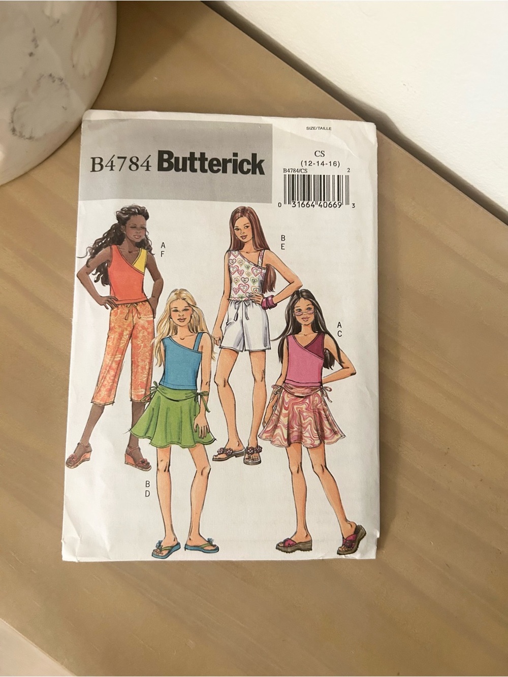 Vintage Butterick B4784 Girls Top, Dress, Shorts & Pants Sewing Pattern